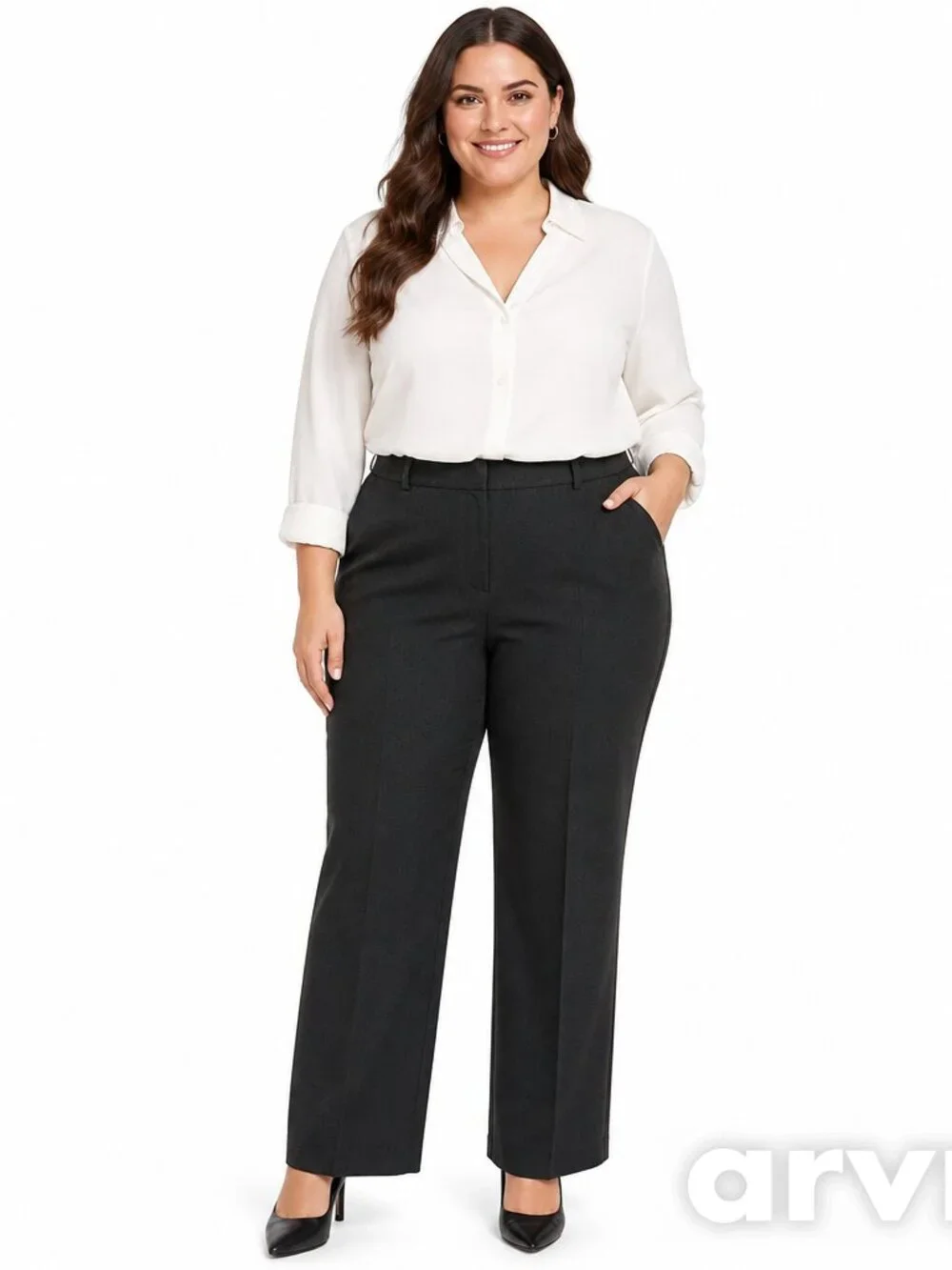 Simply Styled Women's Black Straight Fit Pants - Versatile & Comfortable